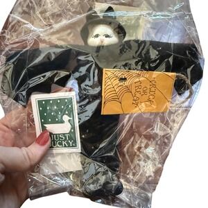 VTG Just Ducky‎ Halloween Cat Ornament Batty by Amy Cat Lover Holiday Porcelain